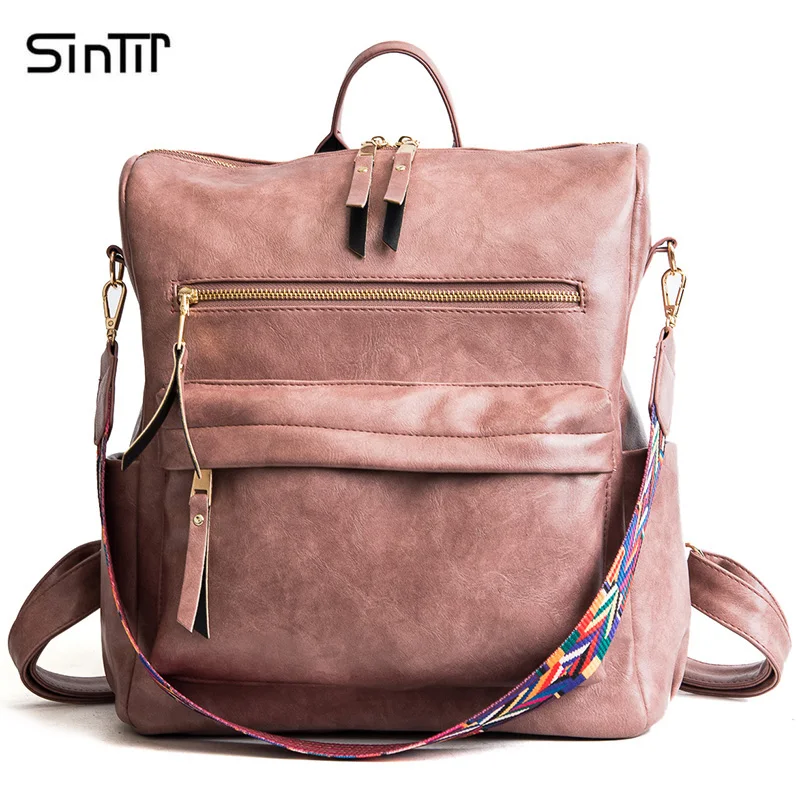 SINTIR новый фирменный дизайн PU кожа ширина ремень женский рюкзак для путешествий