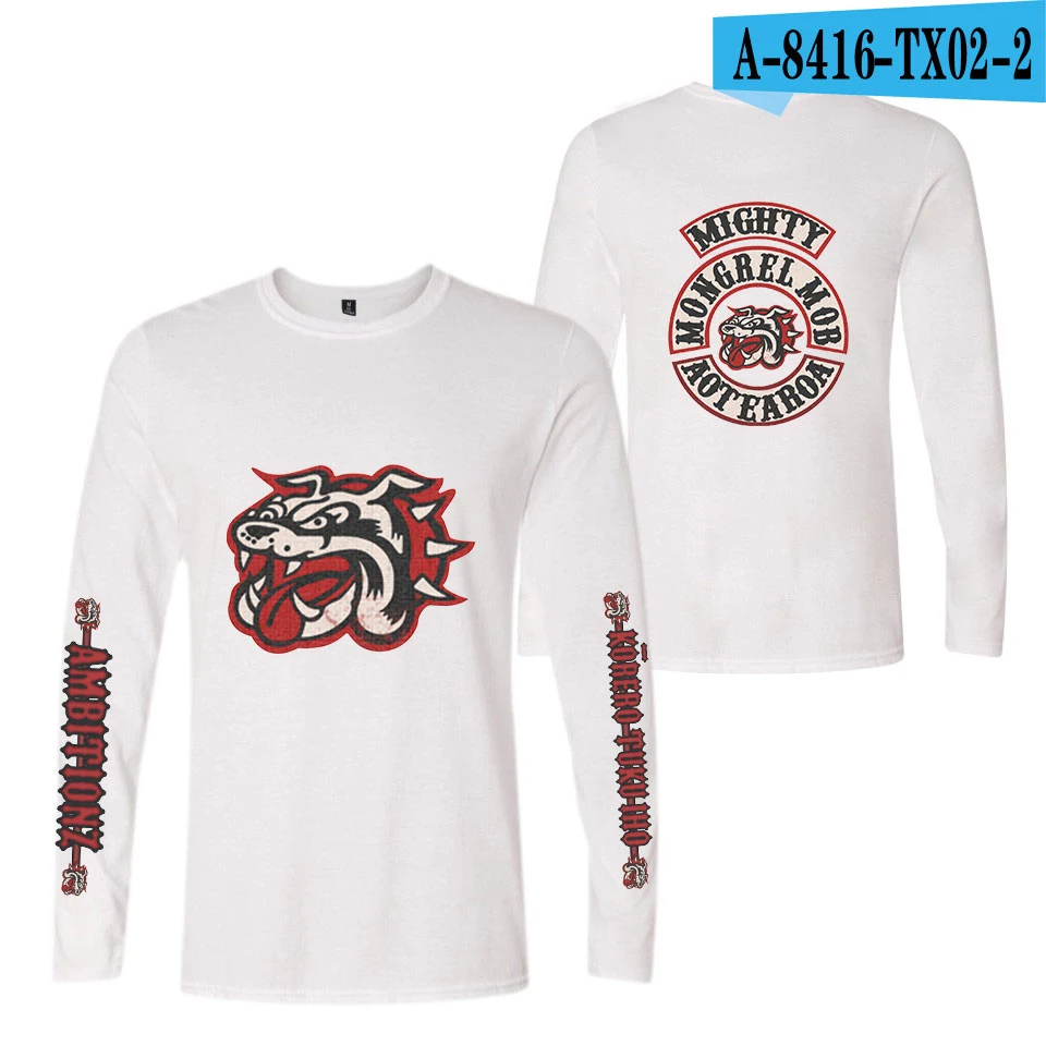 Mongrel Mob/модные футболки с длинными рукавами и принтом для женщин и мужчин, повседневные модные стильные футболки, горячая Распродажа, уличная одежда, футболки - Цвет: white