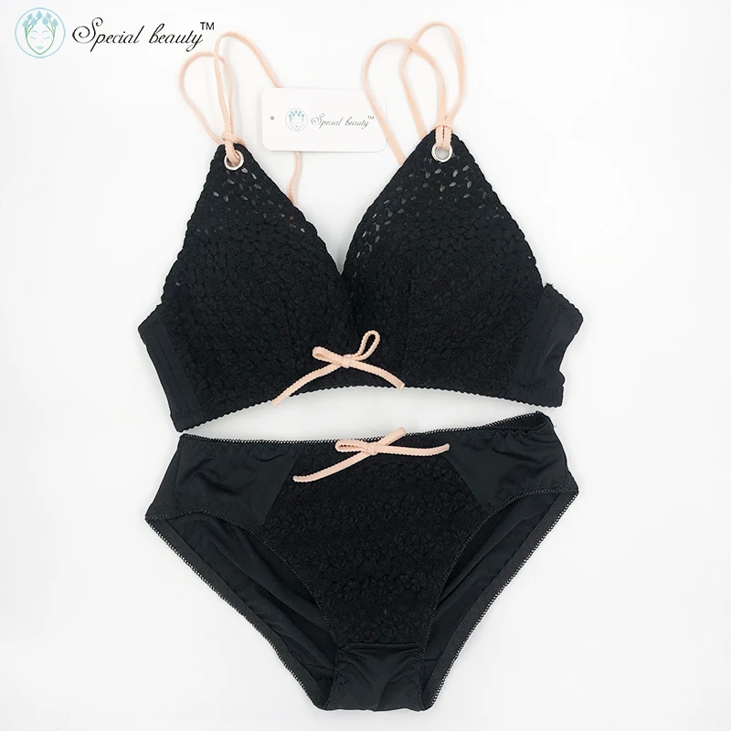Free shipping!!!Special beauty Pure girl Cotton Lace Print Hollow Wireless Push Up Lift Cup Additive liner Comfortable Deep V | Женская