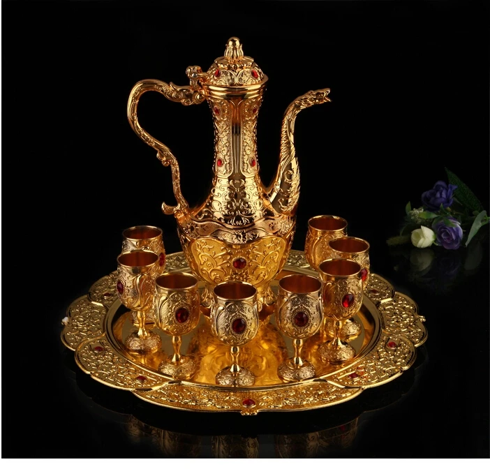 Цинковый сплав металлический винный набор 10 шт./компл. графин 1 горшок для вина