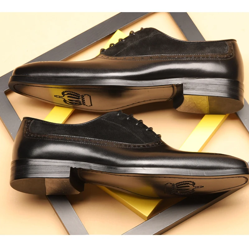 Мужская деловая Свадебная обувь GRIMENTIN черная или коричневая из натуральной кожи