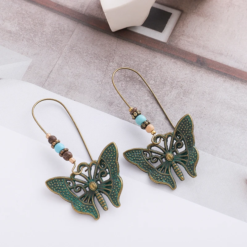 Винтажные этнические полые позолоченные серьги бронзовая фотография Женская