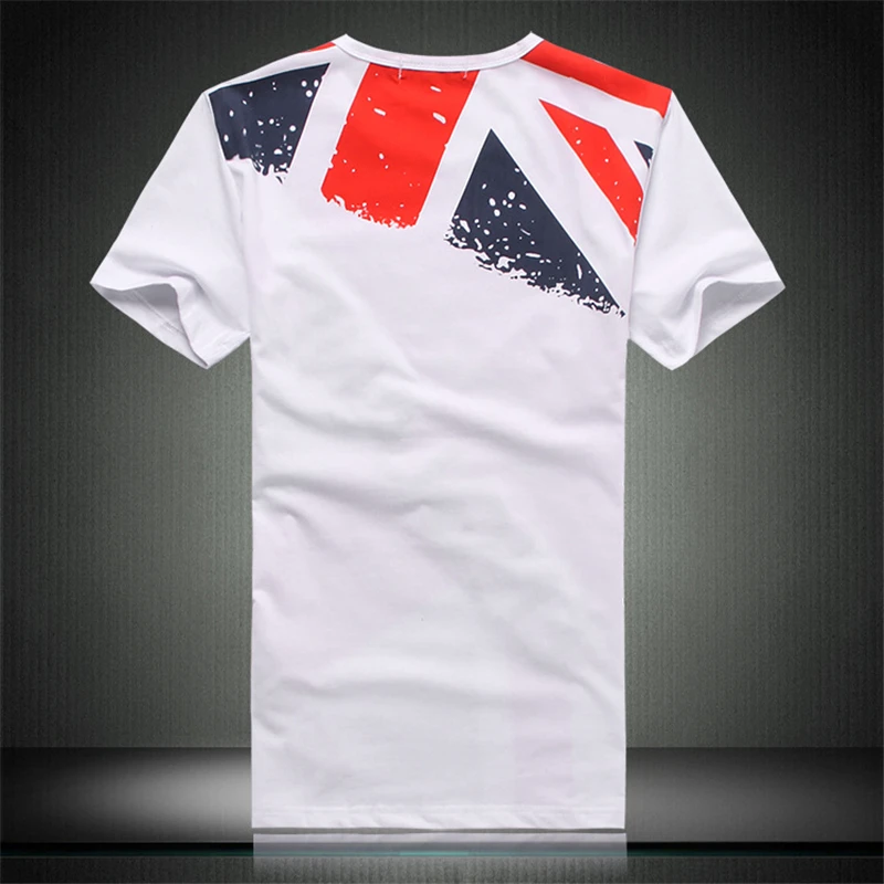

British flag pattern printing patch letters fashion short sleeve t shirt Summer 2018 New quality cotton luxury t shirt men M-4XL