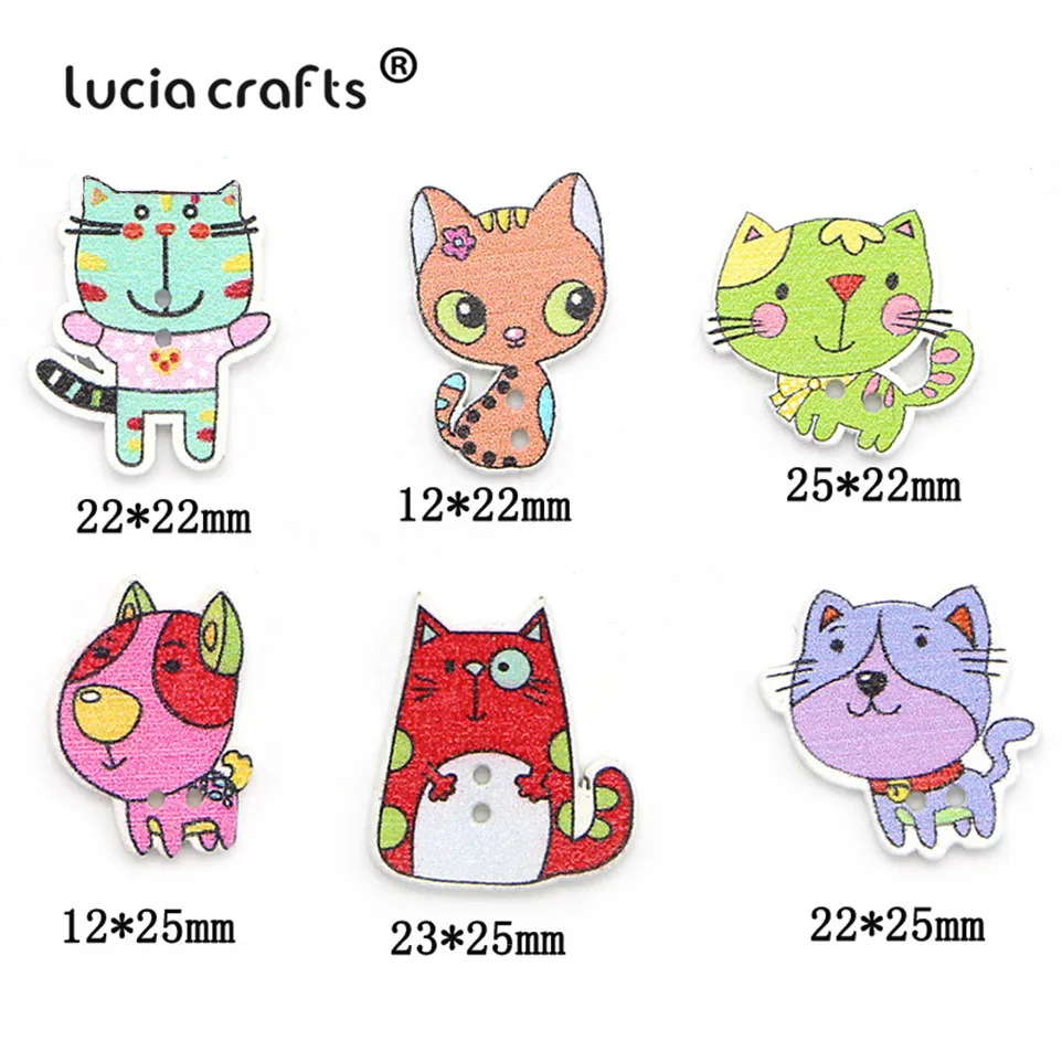 Lucia crafts деревянные Мультяшные пуговицы Animal аксессуары для шитья одежды с 2