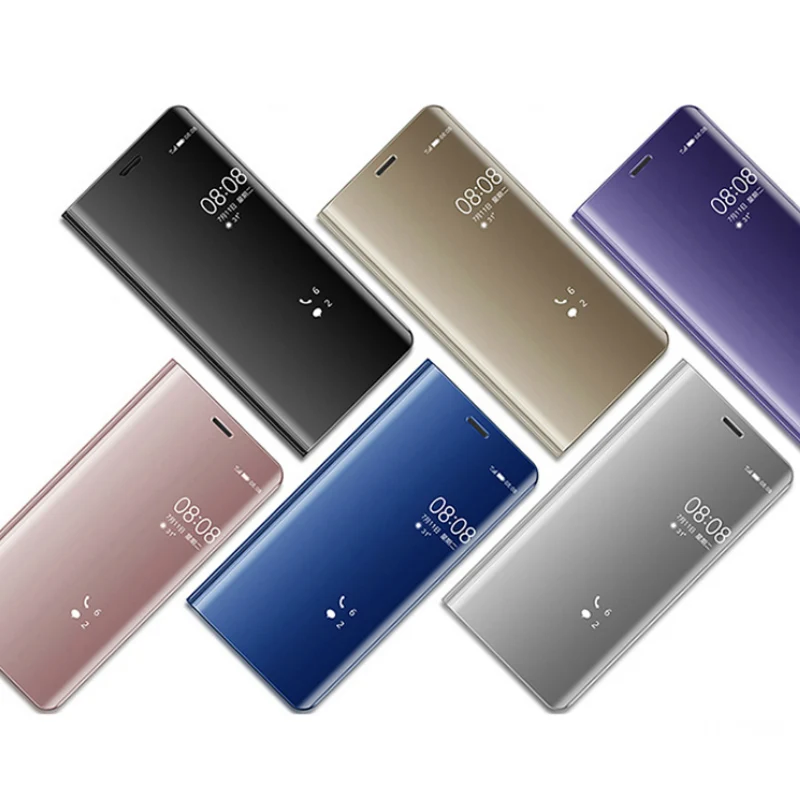 Модный кожаный зеркальный умный флип чехол для Samsung Galaxy J3 J5 J7 A5 2016 2017 J730FM A6 A8 Plus S6 S7