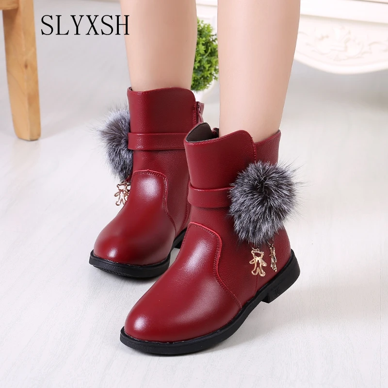 Winter Fashion child girls snow boots shoes warm plush soft bottom baby comfy kids leather winter boot for bab | Детская одежда и