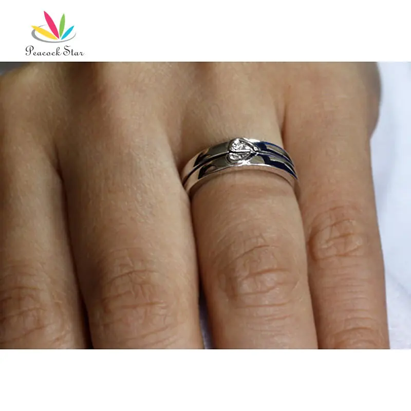 Павлин Звезда круглой огранки сердце 2 Pcs сплошной 925 пробы Серебряное