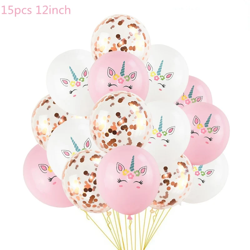 15pcs K 1 комплект праздничные шарики с единорогом на день рождения, Балон, единорог, украшение, латексный воздушный шар "Конфетти", украшение для дня рождения, Детские шары - Цвет: 15pcs K