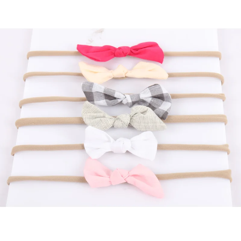 6 шт./компл. модные одноцветные ткани Hairbow нейлон волос резинки для волос для маленьких девочек; эластичные мягкие повязка на голову ручной работы женские аксессуары для волос - Цвет: As picture