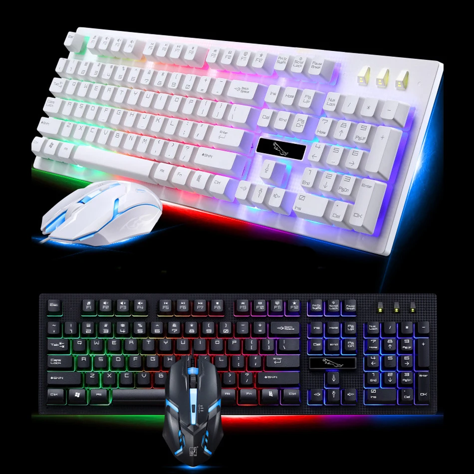 Игровая клавиатура и мышь проводная подвеска механическое ощущение USB 104
