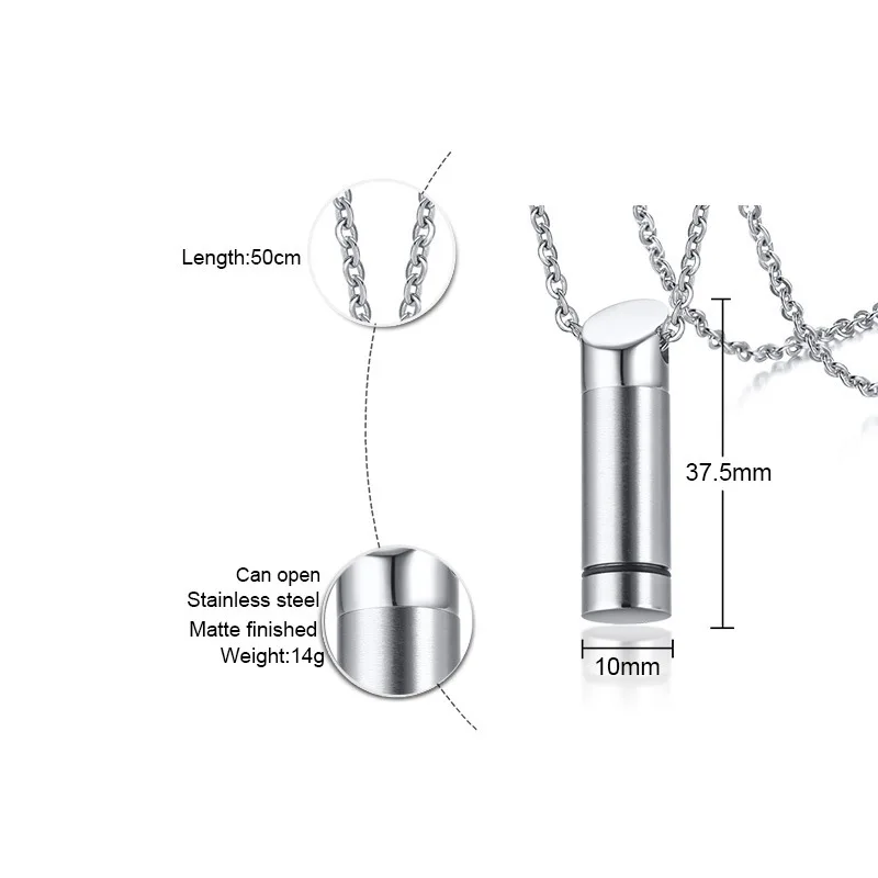 Новое серебряное открытое ожерелье из нержавеющей стали с подвеской в виде урны