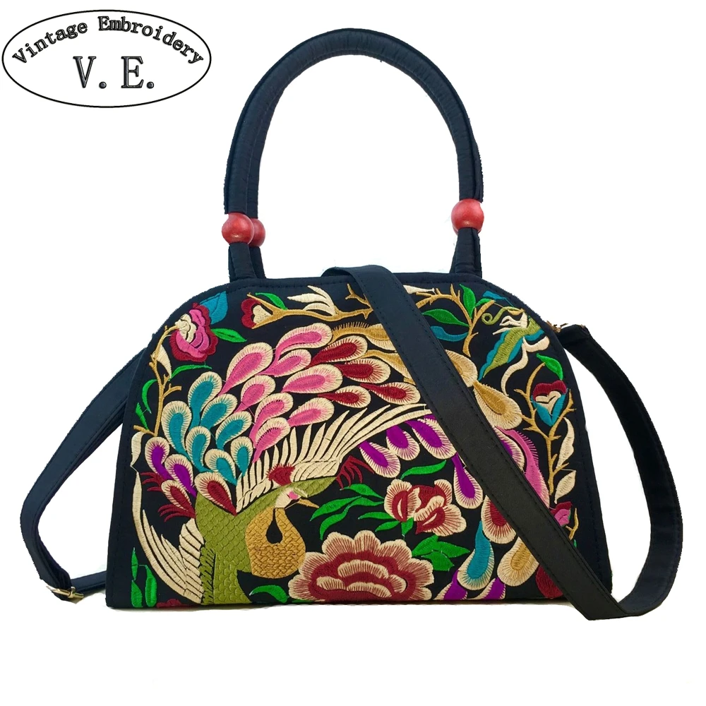 Винтажная женская сумка с вышивкой Женская этническая через плечо вышитая