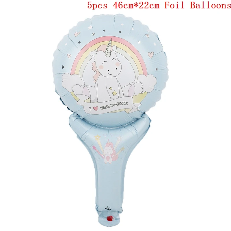 5pcs foil balloons 5 Гигантский единорог воздушные шары гелиевый шар детский день рождения украшение Волшебный Единорог шагающий шар - Цвет: 5pcs foil balloons 5