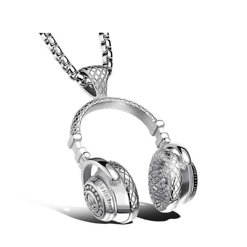 Модные мужские s ожерелье из нержавеющей стали Музыкальная подвеска наушники Colar