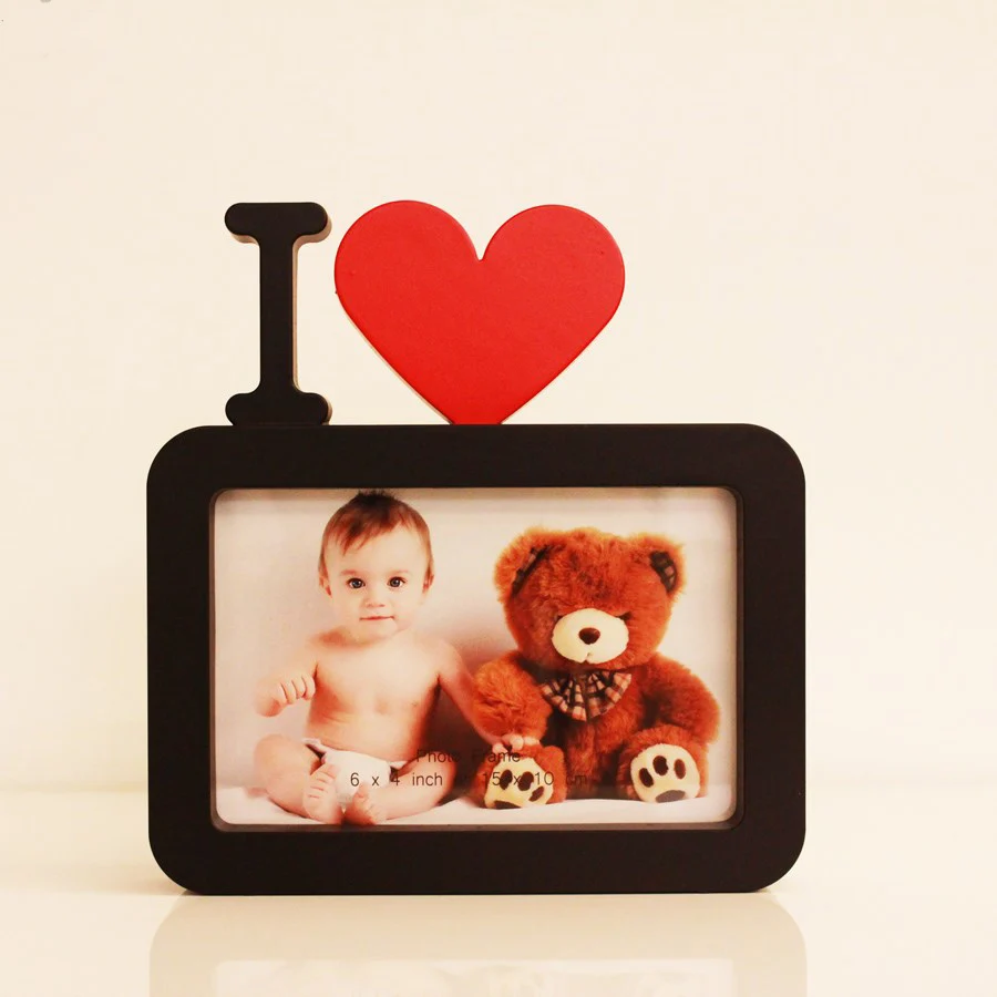 Я люблю тебя 6 дюймов фоторамка красный в форме сердца с одной фотографии для
