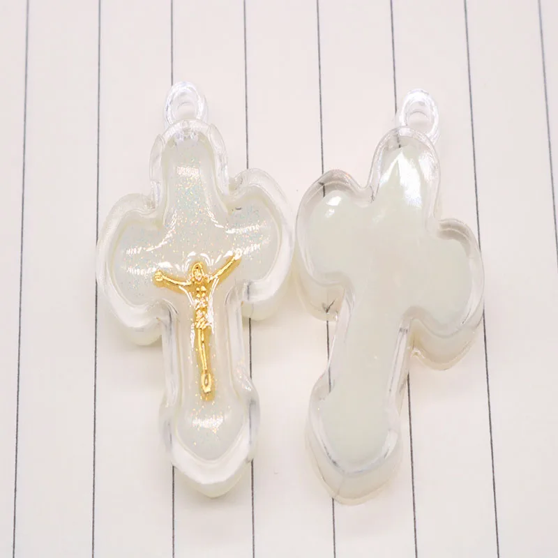 50 шт./католическая Классическая пластиковая светящаяся медаль Иисуса крестом