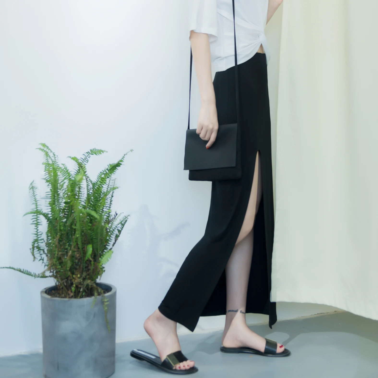 2019 Women Summer Sexy High Waist Split Package Hip Skirt Open Fork Of Side Elegant All-Match Casual Female Solid Skirts | Женская