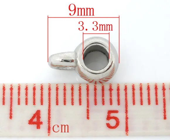 New Fashion 300PCs Smooth Cup Bail Beads 9x6mm Findings For Jewelry Making Silver Color Big Hole | Украшения и аксессуары