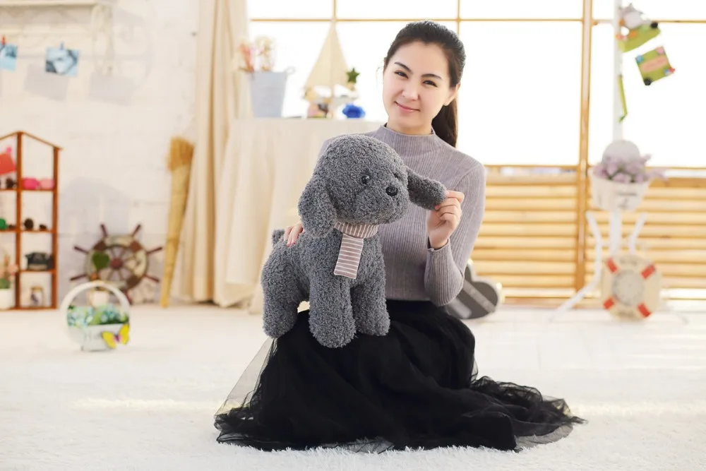 25cm Scarf Tactic dog plush toy poodle dog doll simulation high-end For Children's Gift Kids Toys