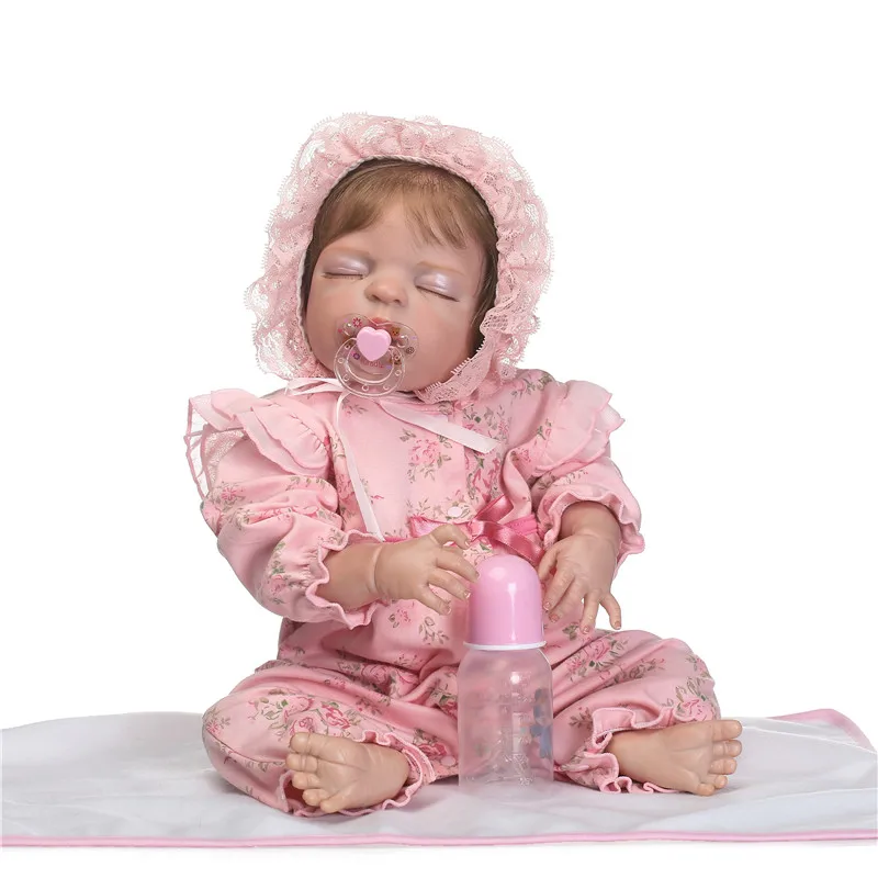 

22"55cm full silicone reborn baby girl dolls best child gift brand NPK dolls bebe kids gift reborn com corpo de silicone