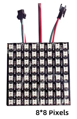 8X8 JERCIO WS2812B пикселей светодиодный панельный модуль 8x8 пикселей экран Цифровая Гибкая матрица SK6812 индивидуально адресуемый микросхема DC5V - Цвет: 8X8