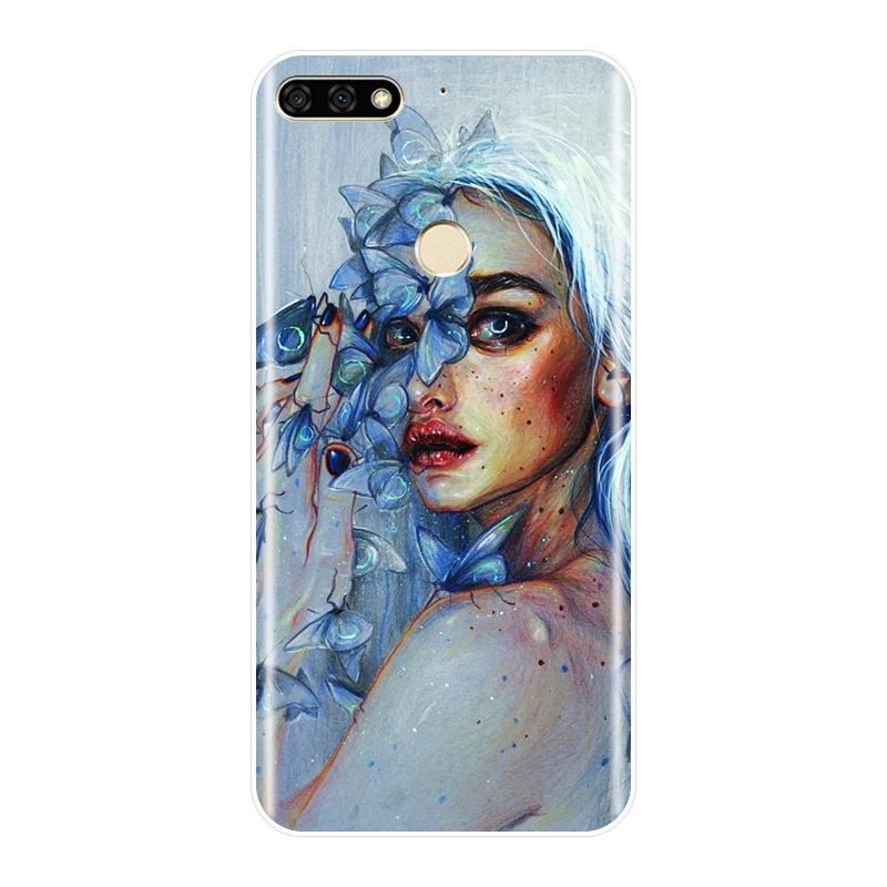 Задняя крышка для Huawei Honor 7 8 9 10 Lite 7S 7X 7A 7C Pro Art Girl мягкий силиконовый чехол телефона