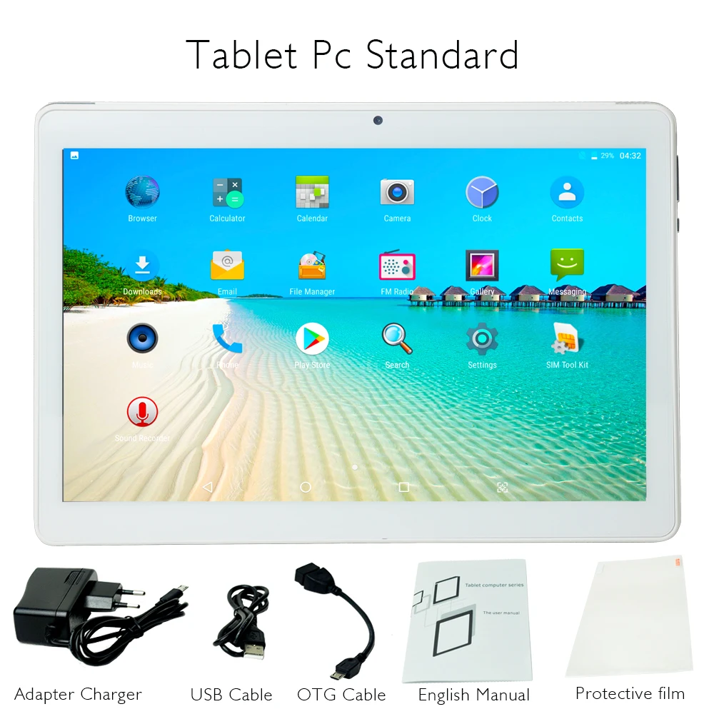 Tablet Pc Standard 10,1 дюйма Dual SIM 4G Телефонный звонок OTG 10 Core 2560x1600 8G+ 64G android-планшет pc FM, Bluetooth, Wi-Fi gps ips Tablet дизайн - Комплект: Tablet Pc Standard