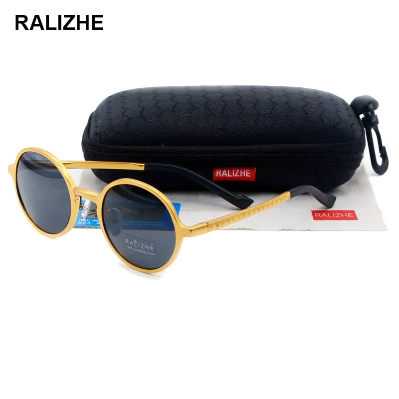 

RALIZHE Aluminum Magnesium Aviation Alloy Round Polarized Sunglasses Mens Womens Sun Glasses UV400 Protection TAC Lens Driver
