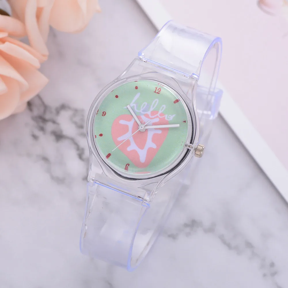 Модные женские часы повседневные наручные с фруктовым узором силиконовым
