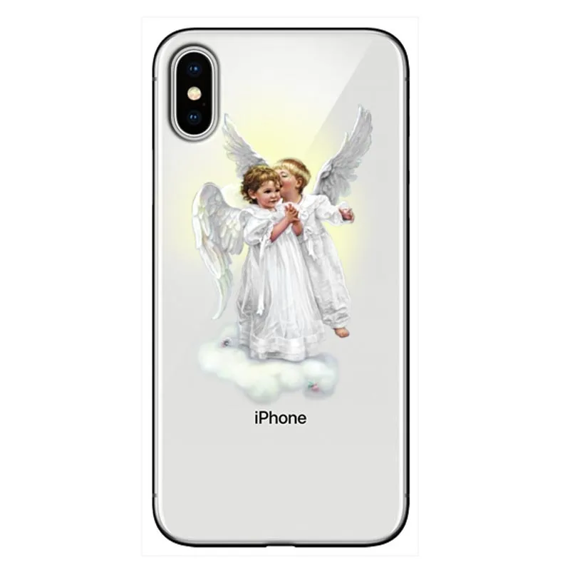 Transparent phone case for iphoneX XS XR XSMax 7 8 Plus 5 11 11PRO MAX SE 6 6s Vintage Oil Painting Style Cute Little Angel | Мобильные