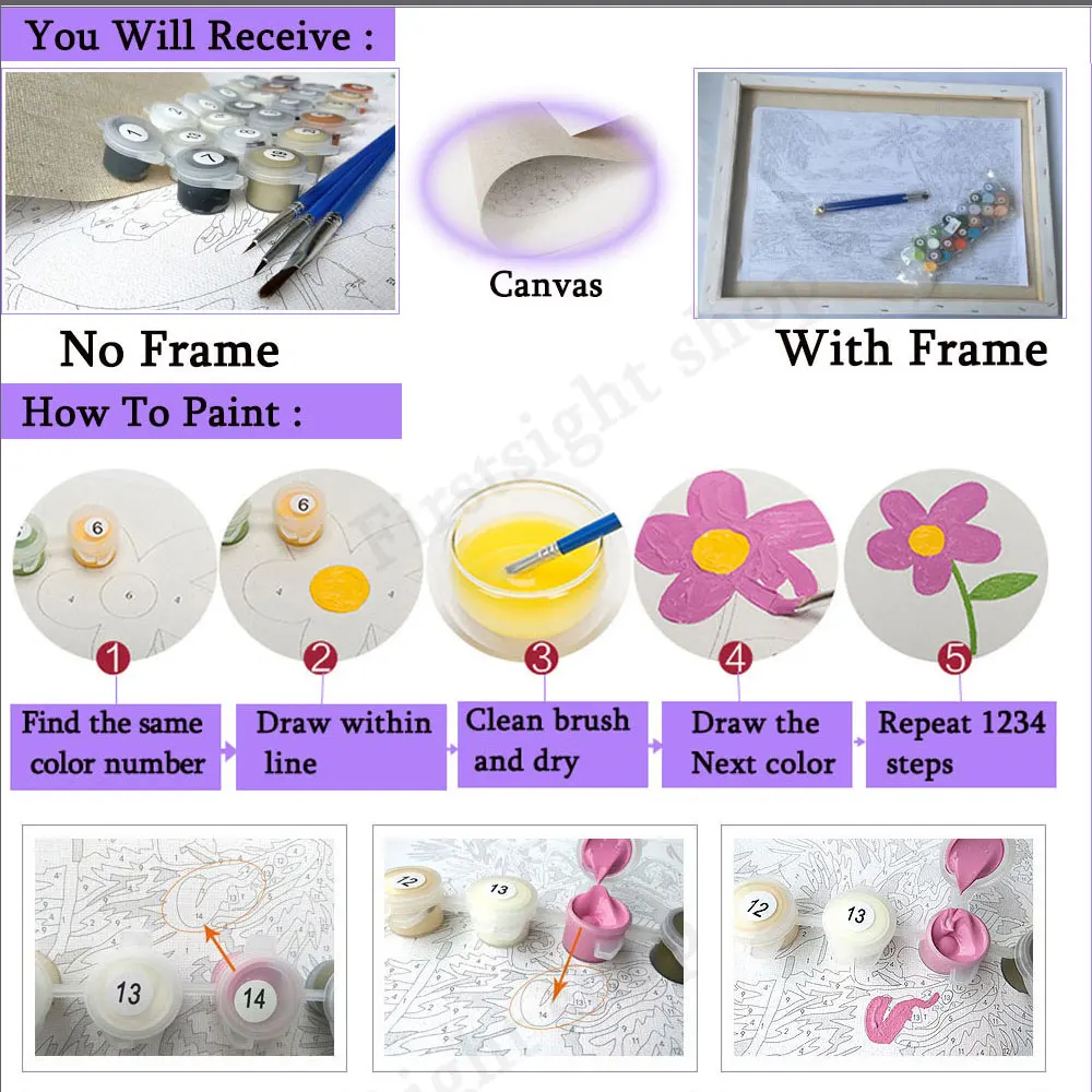 Набор для рисования по номерам на холсте Белая кошка ручная роспись|pictures modern|picture