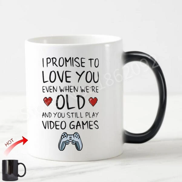 Promise to Love Смешные Gamer бойфренд подарки Новинка обещаем люблю тебя, когда старый и играть в видеоигры Кофе кружки Цвет изменения игровой муж - Цвет: Promise to Love