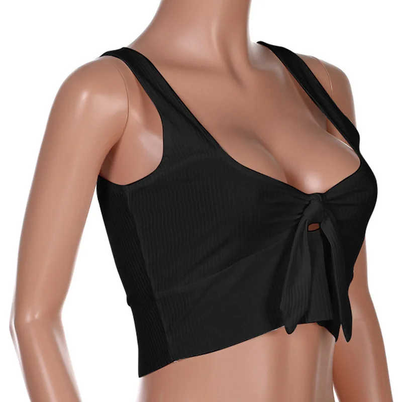 ROPALIA/пикантные пляжные Топы без бретелек с галстуком-бабочкой повседневные милые