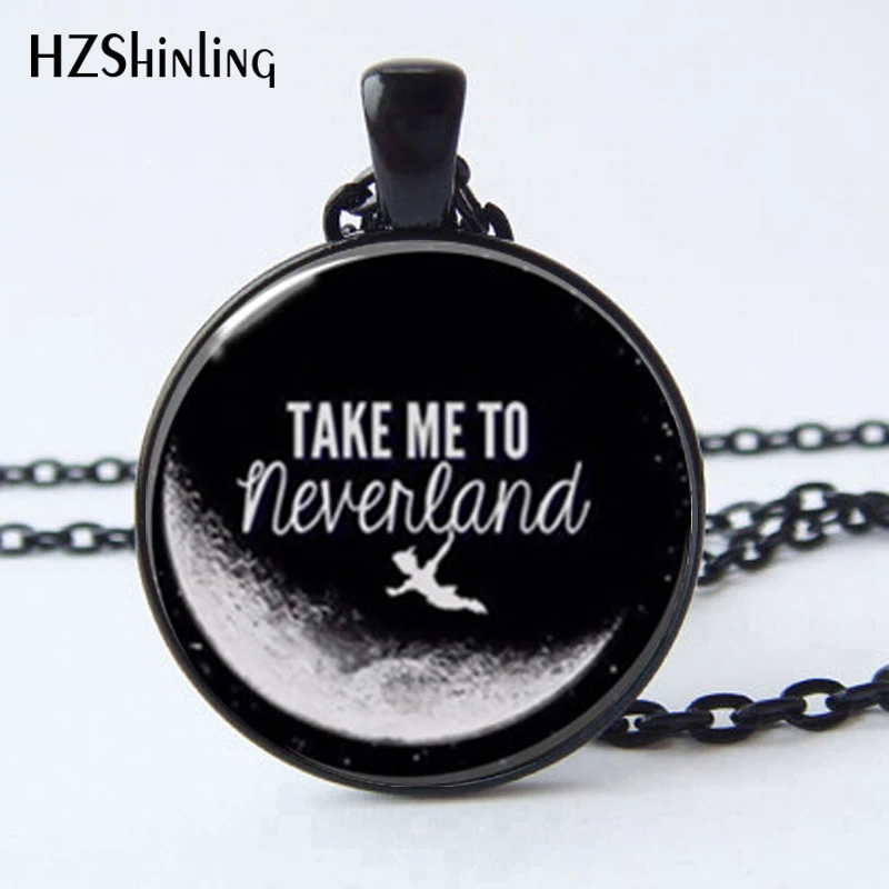 HZ-A68 новое ювелирное ожерелье с цитатой Take me to Neverland Питер Пэн ювелирное изделие Питер Пэн искусство подвесной стеклянный купол ожерелье Винтаж