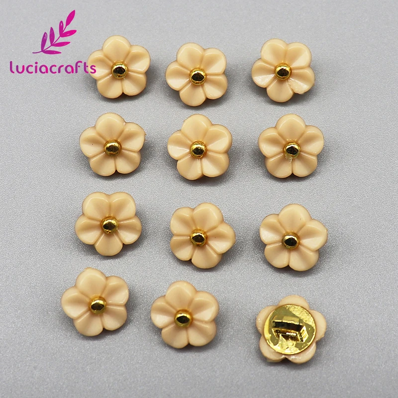 Lucia crafts, 12 шт./лот, 11 мм, цветочные пуговицы, сделай сам, для шитья одежды, пластиковая смола, хвостовик, кнопка, аксессуары для скрапбукинга, E0505