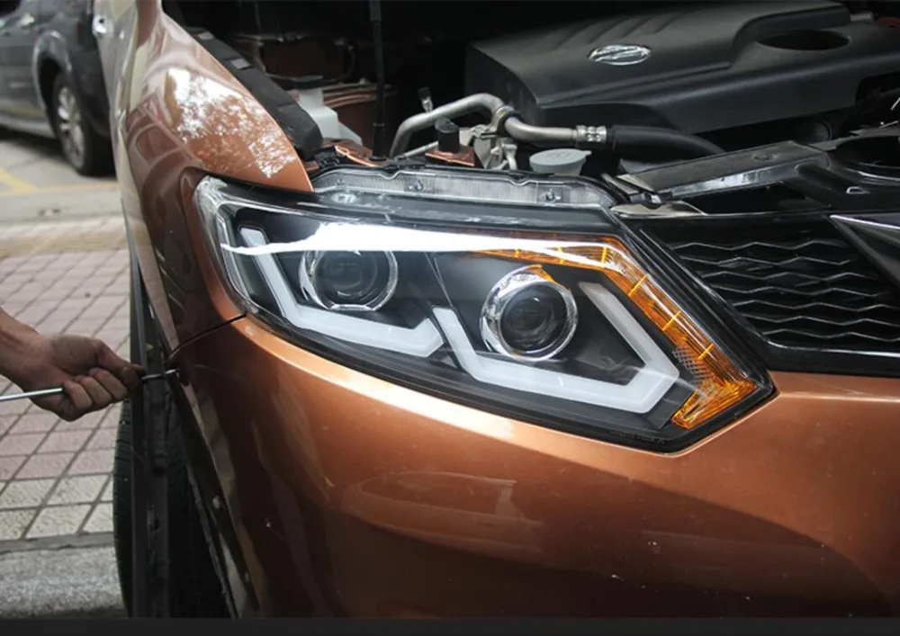 

2PCS LED Headlights For Nissan X-Trail 2017 Car Led Lights Double Xenon Lens Car Accessories Daytime Running Lights Fog Lights