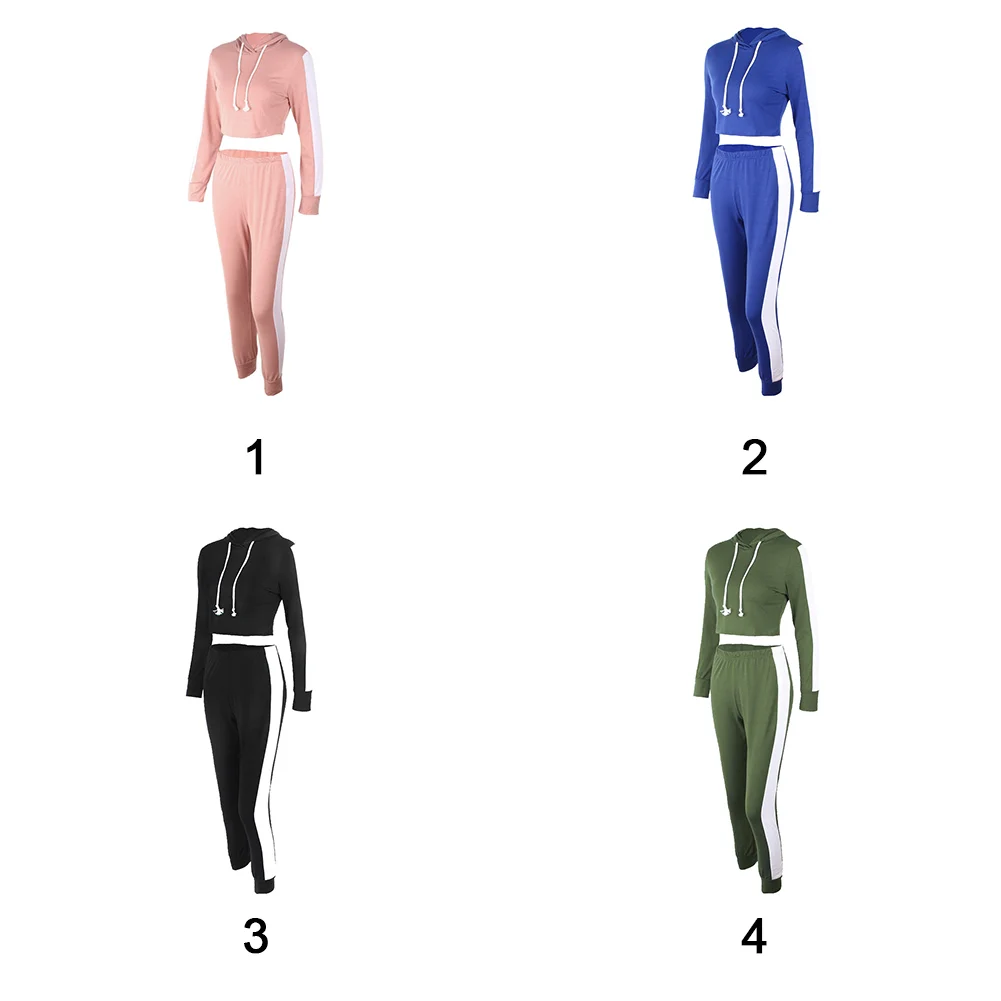 Комплект из 2 предметов для женщин Loungewear топ с капюшоном спортивная спортивный
