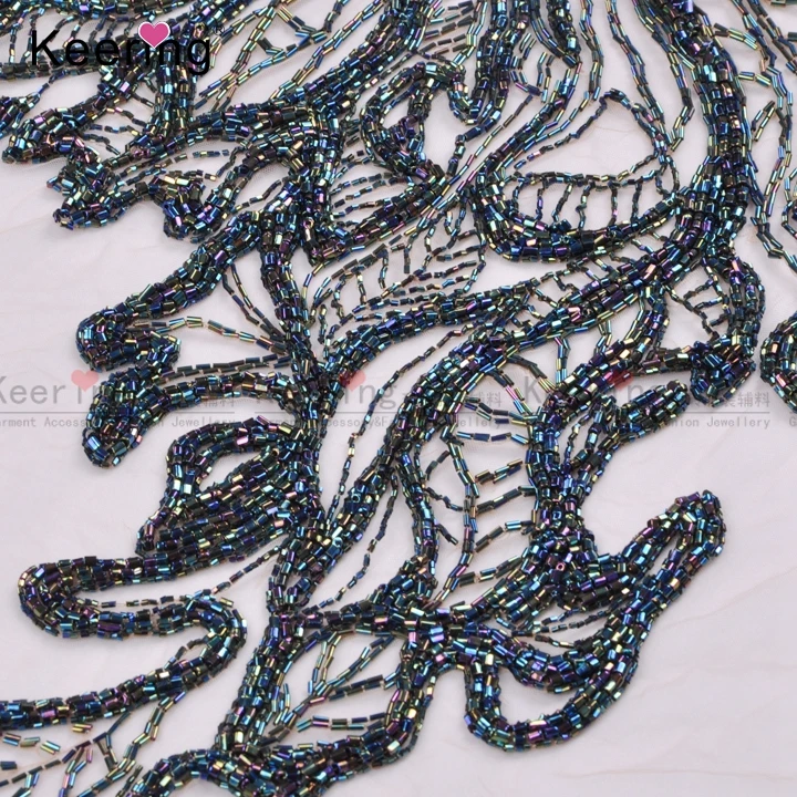 

Latest design sparkly beaded Large Dress applique patch WDP - 003