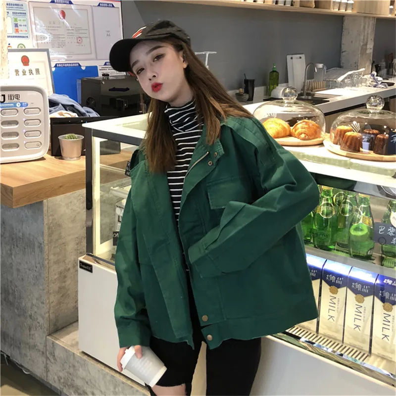 Куртка женская Свободная с карманами универсальная простая Тонкая Повседневная