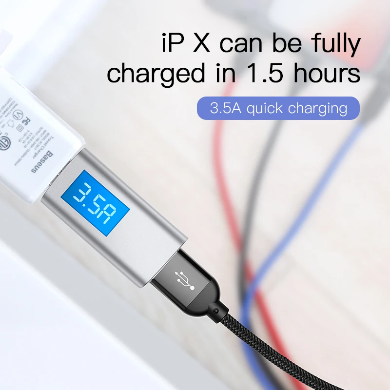Baseus 3 в 1 USB кабель для iPhone type C Micro USB Автомобильное зарядное устройство для samsung S9 huawei зарядный кабель 3.5A провод для быстрой зарядки