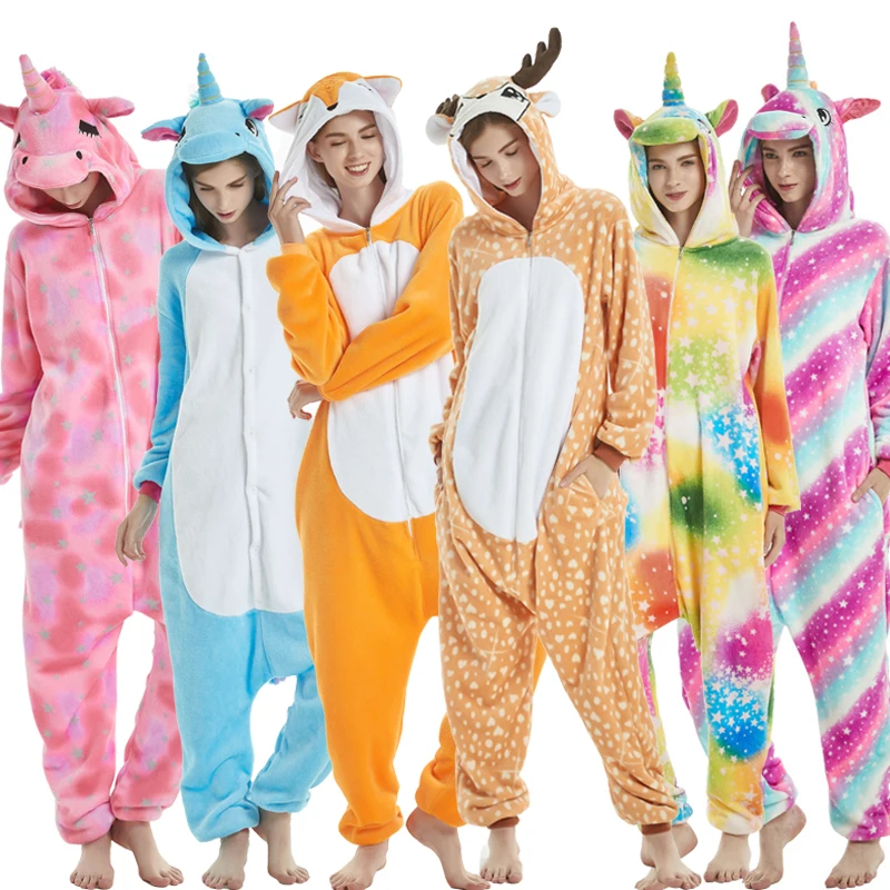 Пижама Kugurumi комбинезон для взрослых с животными единорогом пандой женский и