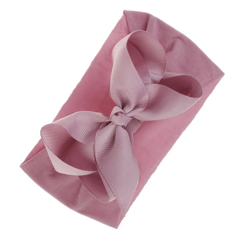 style2 dark pink Мягкая нейлоновая повязка на голову для малышей, тюрбан для новорожденных девочек и мальчиков, банты, аксессуары головные повязки резинка с бантом, повязка на голову для девочек - Цвет: style2 dark pink