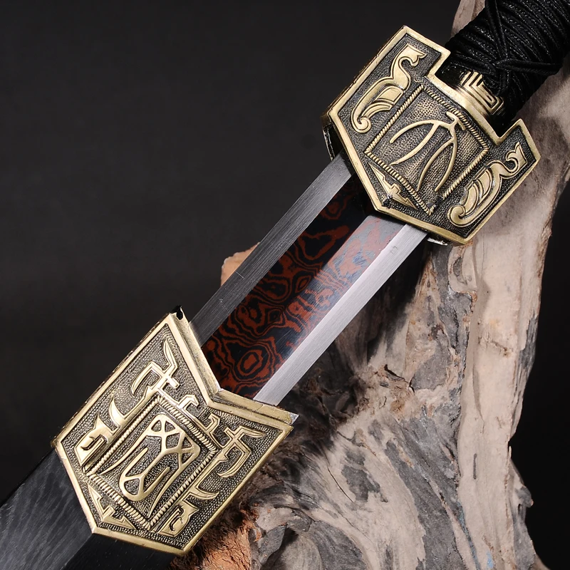 Китайский Меч с красным лезвием полностью ручной работы Дамасская сталь в