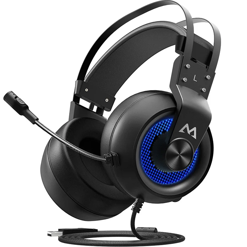 Black Mpow EG3 игровая гарнитура USB Проводные Накладные наушники с микрофоном и регулятором громкости и мягкими наушниками для ПК/PS4 PC Игры - Цвет: Black