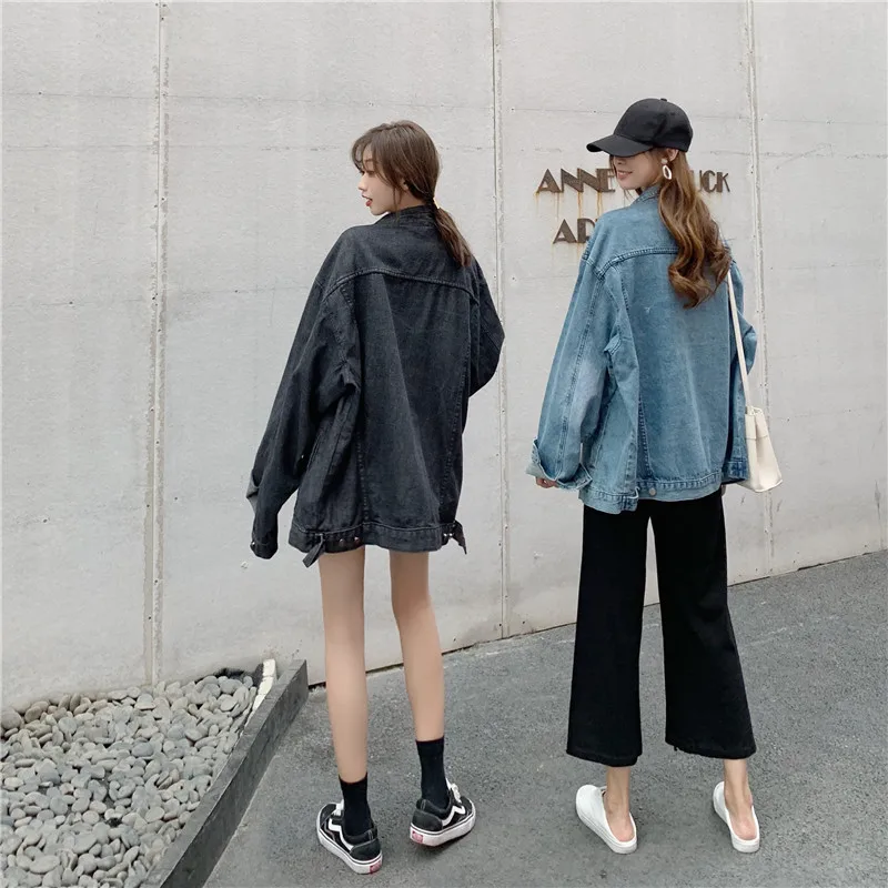 

2019 early spring new Korean version of oversize super large loose thin casual wild long denim jacket w331