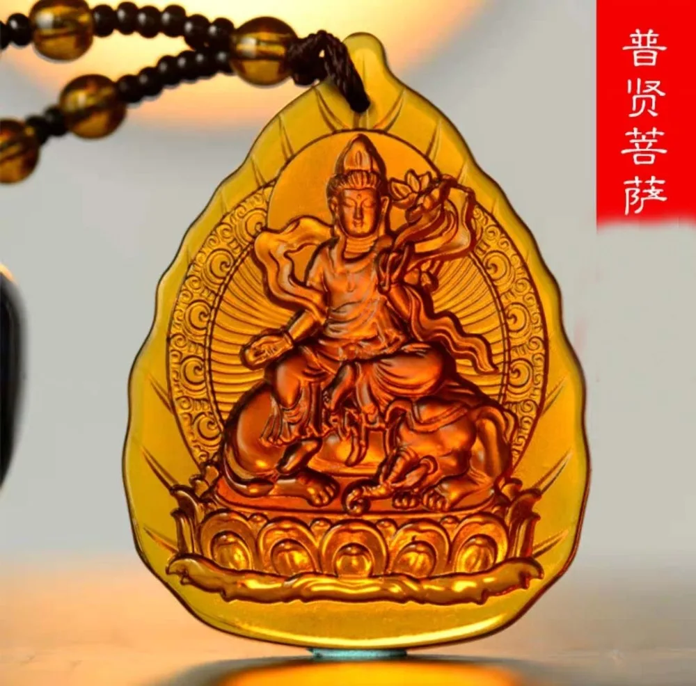 

2P Greco-Buddhist pocket travel efficacious Mascot Auspicious Samantabhadra Vishvabhadra Buddha Crystal Pendant Buddhist Amulet
