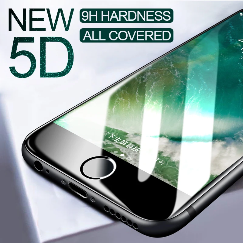 5D полное покрытие закаленное стекло для iphone X XR XS Max Защита экрана 6 6s 7 8 plus 10