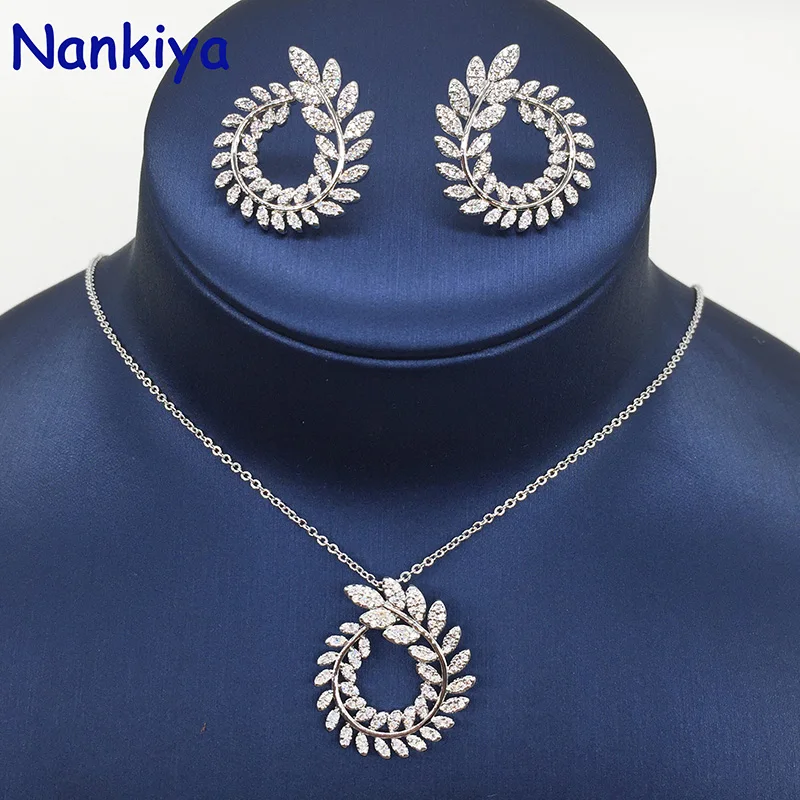 Nankiya 2018 новый модный микро проложить Циркон изогнутый лист форма Свадебный