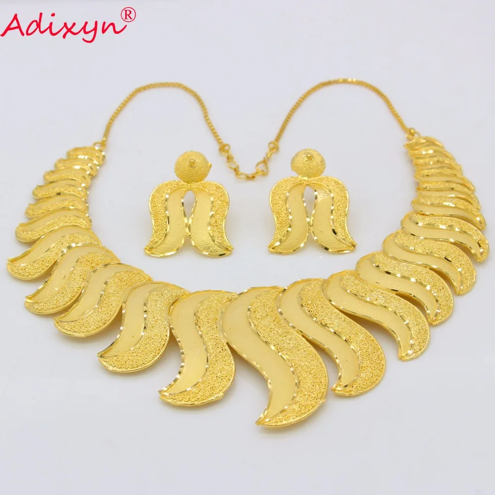 Adixyn Новое индийское ожерелье/серьги набор украшений для женщин Модный золотой