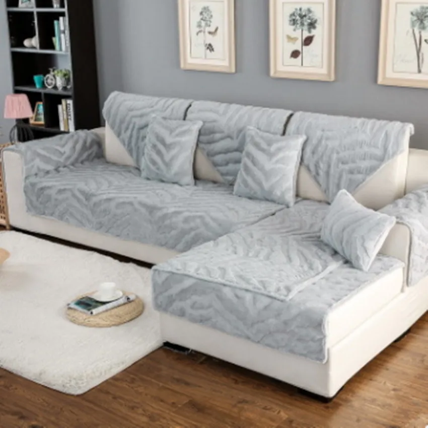 Grey per pic Серые розовые клетчатые стеганые вельветовые чехлы для диванов cama, чехлы для мебели для гостиной, секционные Чехлы для диванов, S-272 - Цвет: Grey per pic